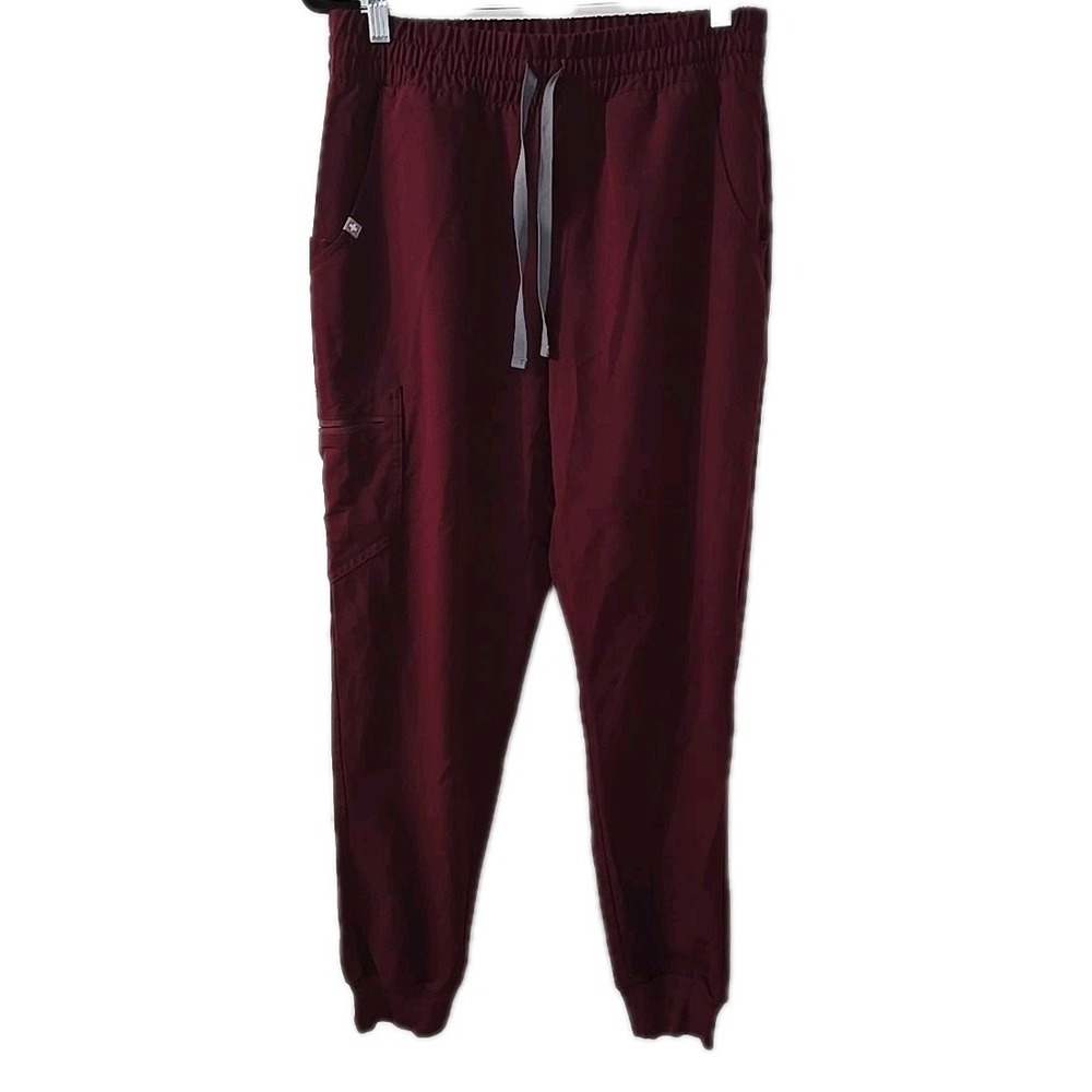 Figs Zamora Jogger Pants Womens Medium Burgundy Maroon Stretch Scrub Workwear - Picture 1 of 6